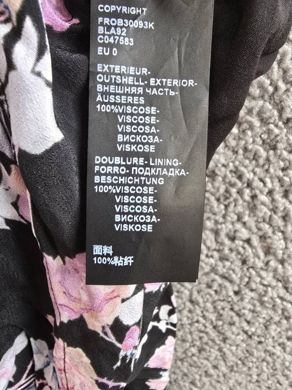 The Kooples Midi V-Neck Short Sleeve Dress Women’s EU 0 Black/Pink Floral
