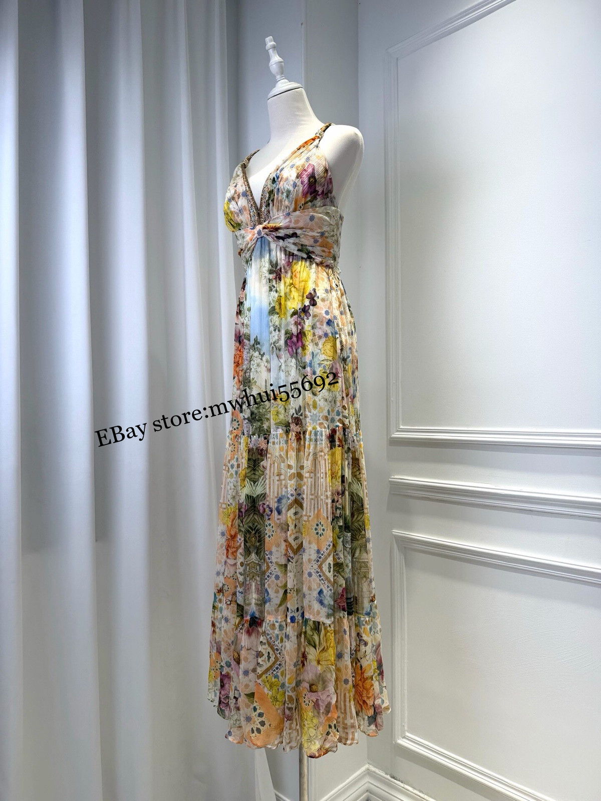 CAMILLA luxury elegant temperament holiday Maxi Dresses V-neck sleeveless 2026