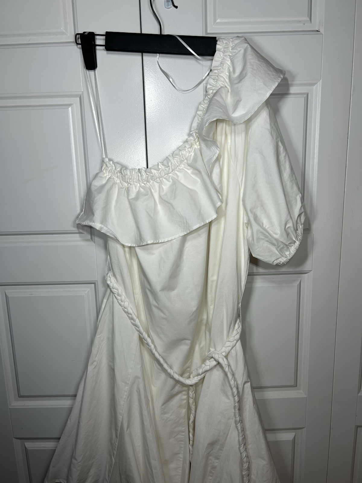 RHODE x Target One Shoulder Ruffle Mini Dress White M NWT Cotton Belted