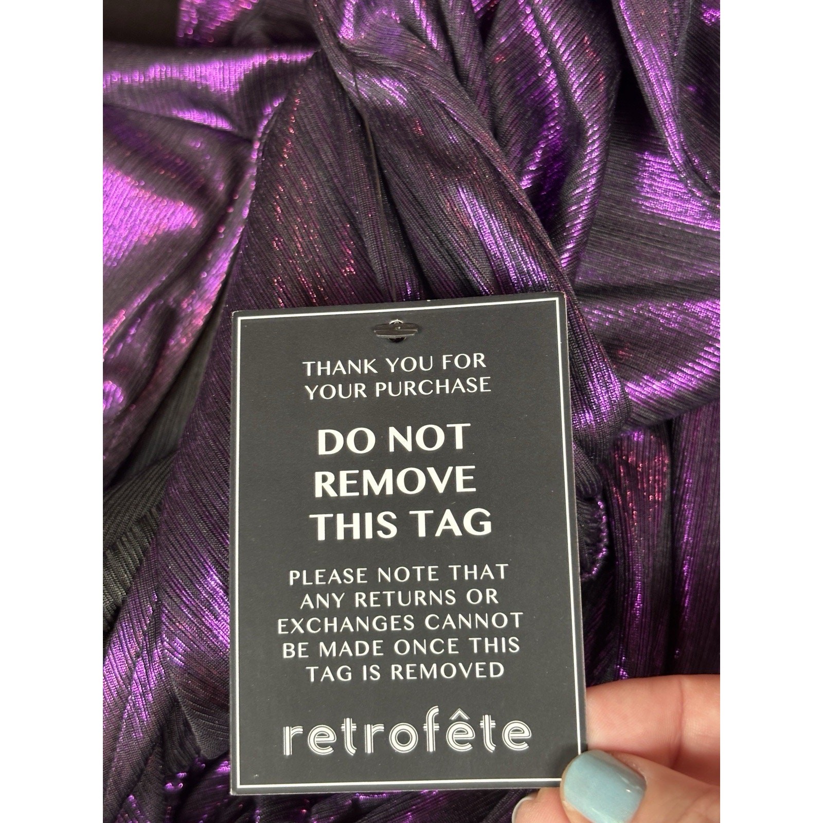 NWT Retrofete Flora Maxi Wrap Dress Purple Metallic Size Large TT-1952 Plisse