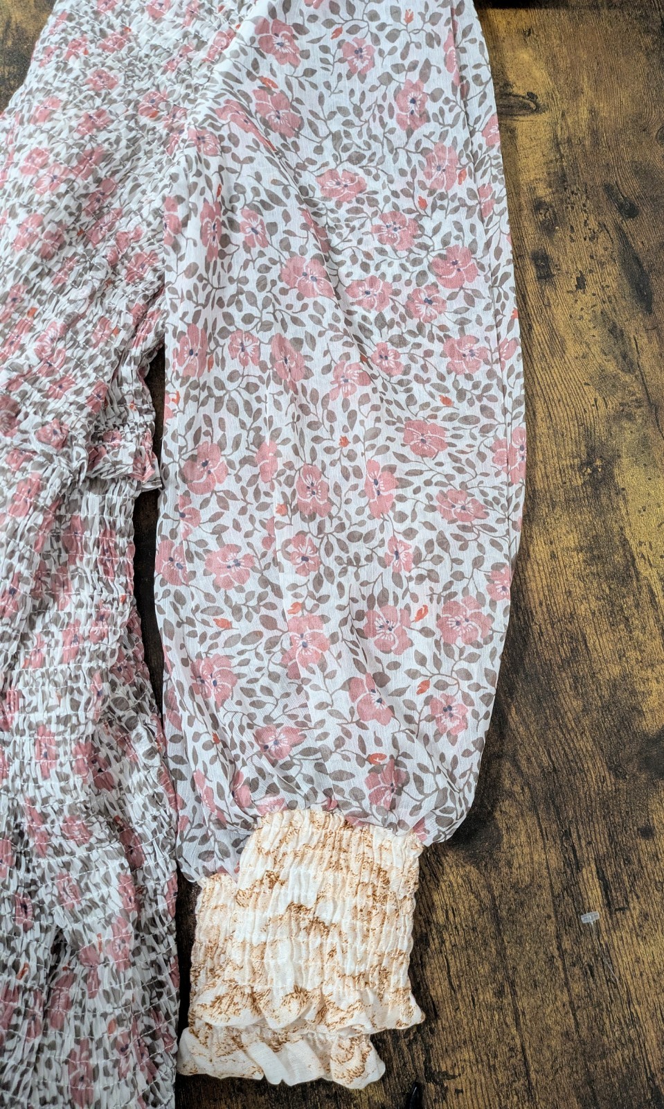 WINONA AUSTRALIA Floral Smocked Ruffle Mini Dress XS Pink Ruffles Sheer Romantic