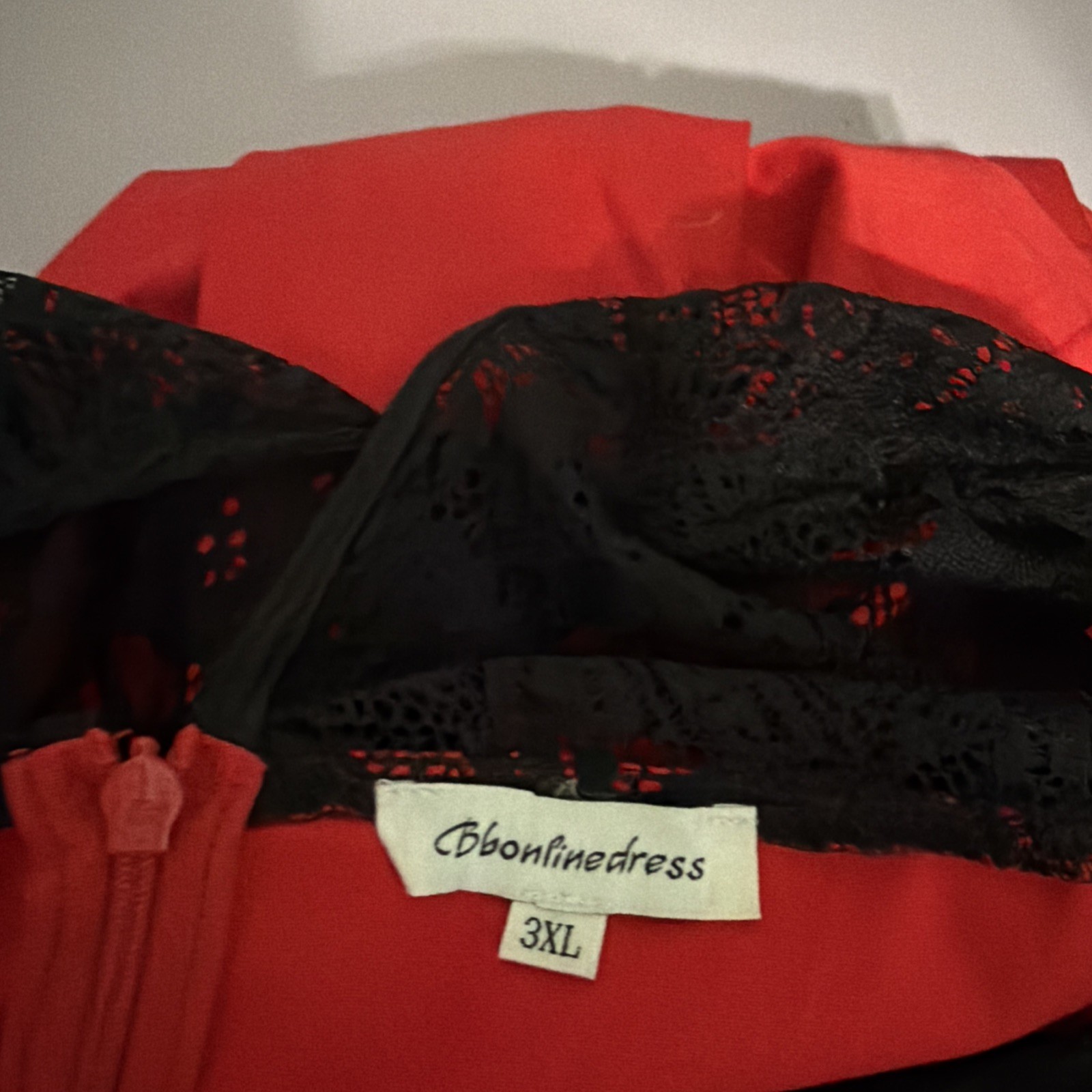 bbouninedress Red Black Solid Lace Sweetheart Sleeveless A-Line Knee 3xl Zip