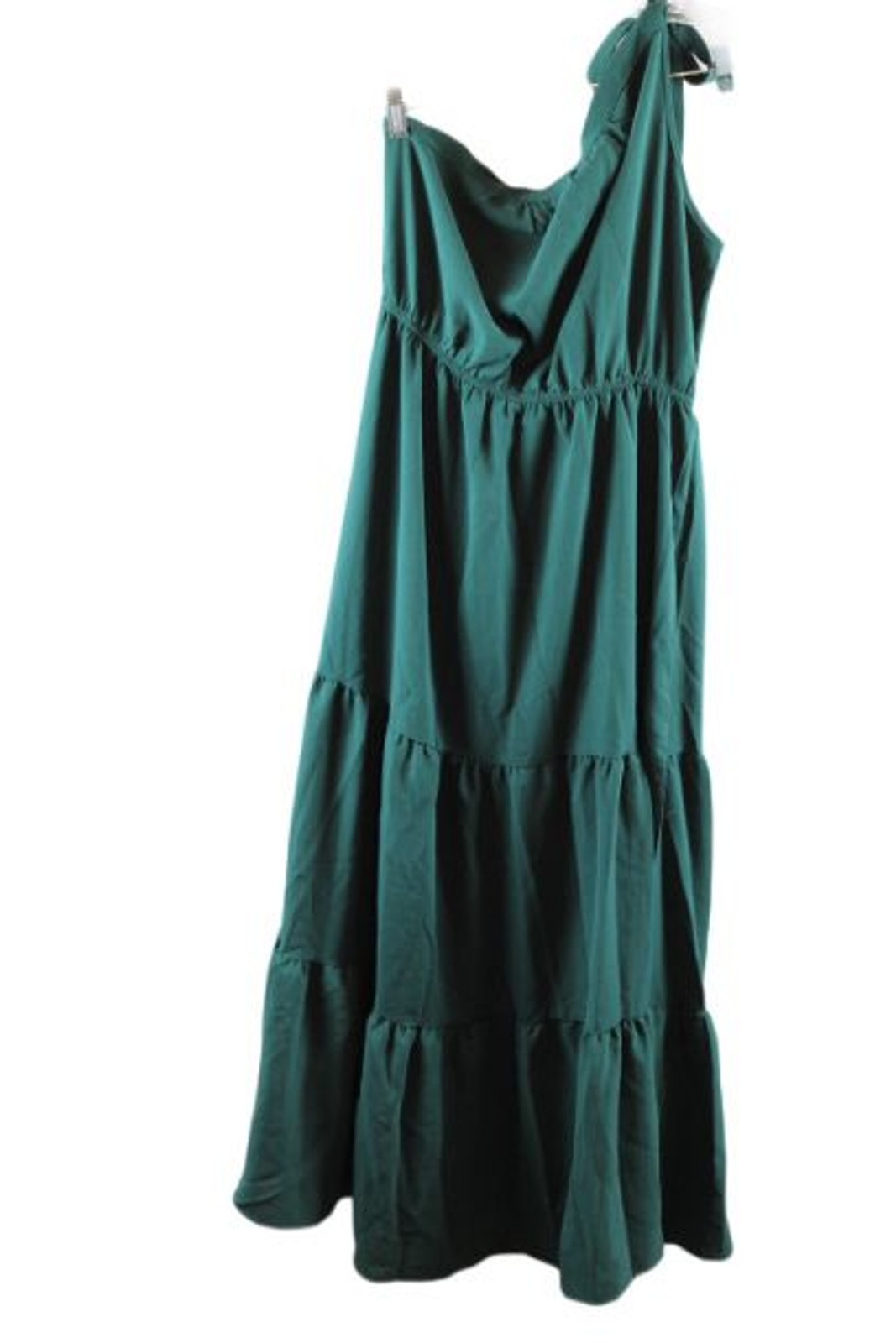 Pretty Garden Green Women’s Maxi Ruffled Hem One Shoulder Sleeveness Large 053