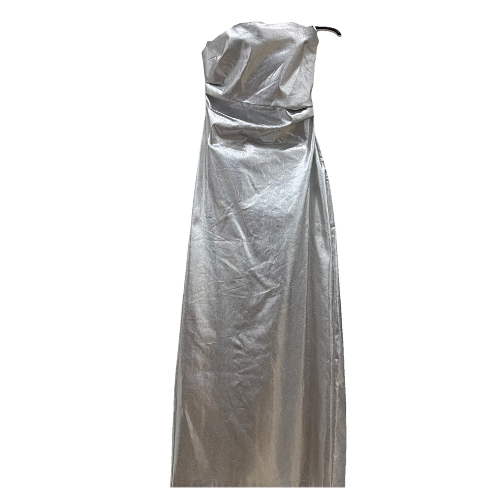 NWT! Zara Silver Fitted Strapless Bodice Long Semi Formal Party Dress Size XS