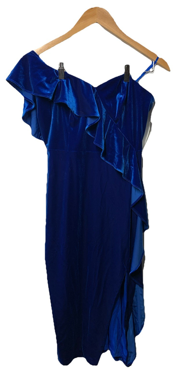 Aidan Mattox Women’s Off The Shoulder Ruffle Sheath Dress Deep Ocean Size 6