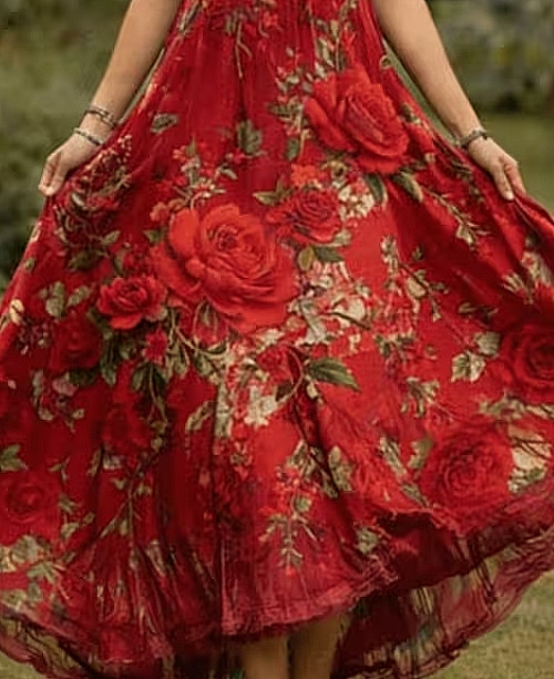 Bohemian Rose Floral A-Line Maxi Dress Effortless Summer Style