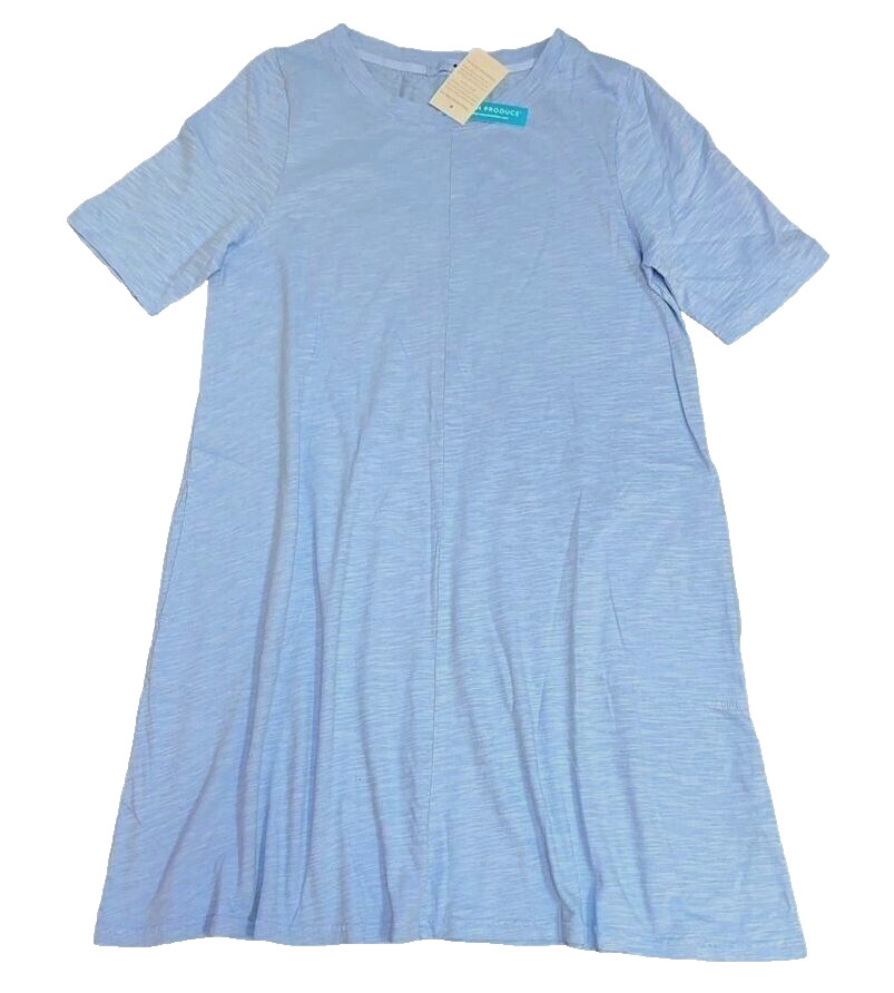 Fresh Produce xlarge bayside blue $65 Lorna jersey cotton swing dress nwt new xl