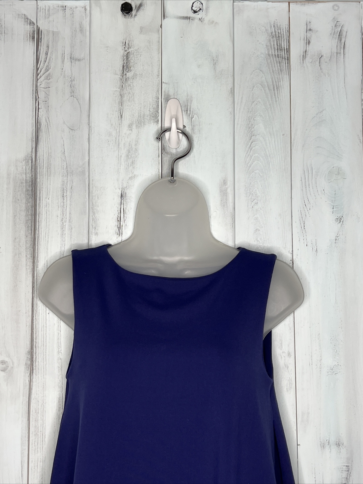 SUSAN MONACO NAVY BLUE SLEEVELESS BOAT NECK A-LINE SHIFT DRESS STRETCH KNIT XS