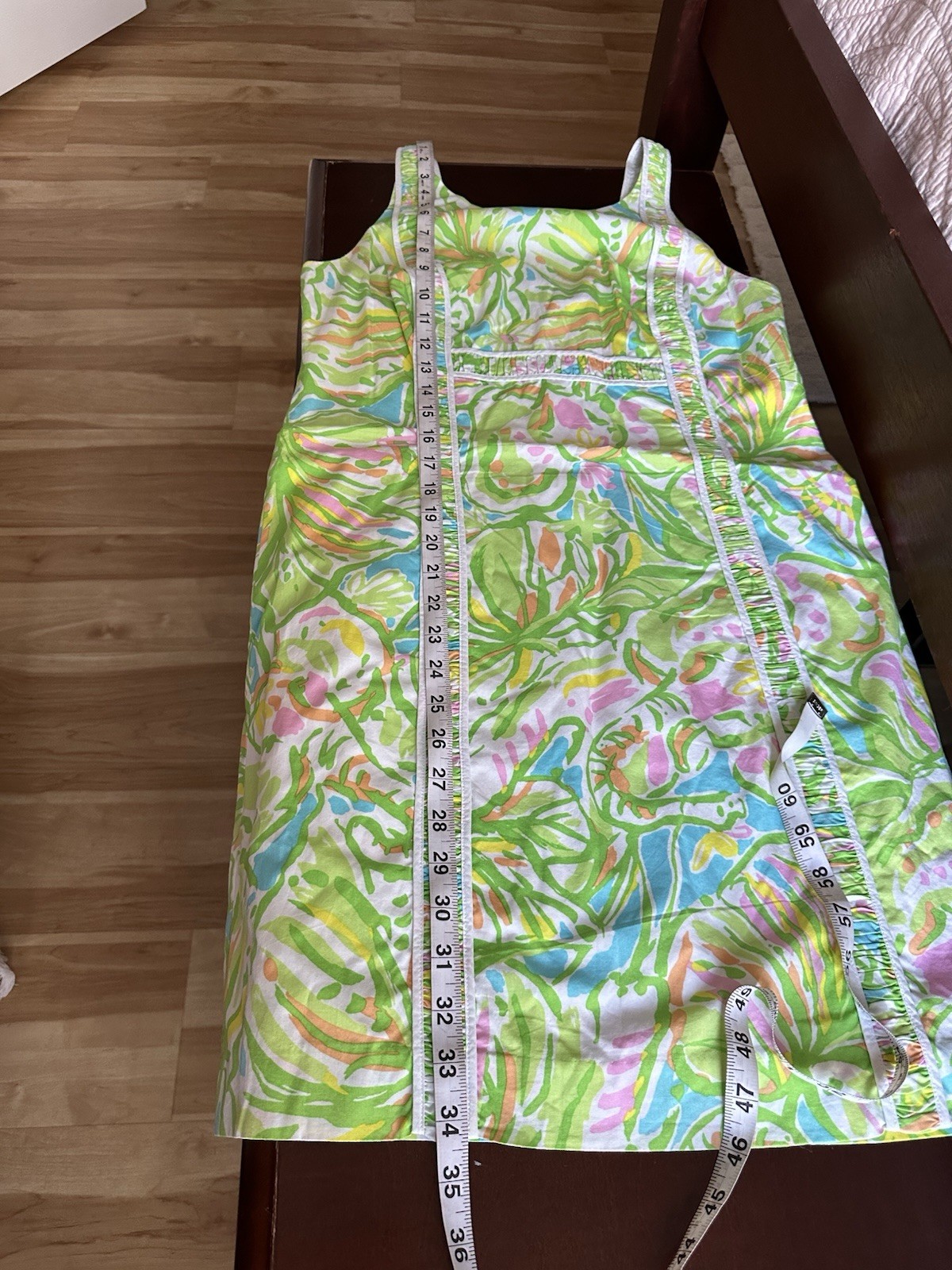 Green Pink Blue White Floral Sheath Dress Sleeveless Square Neck Lined Zip 8