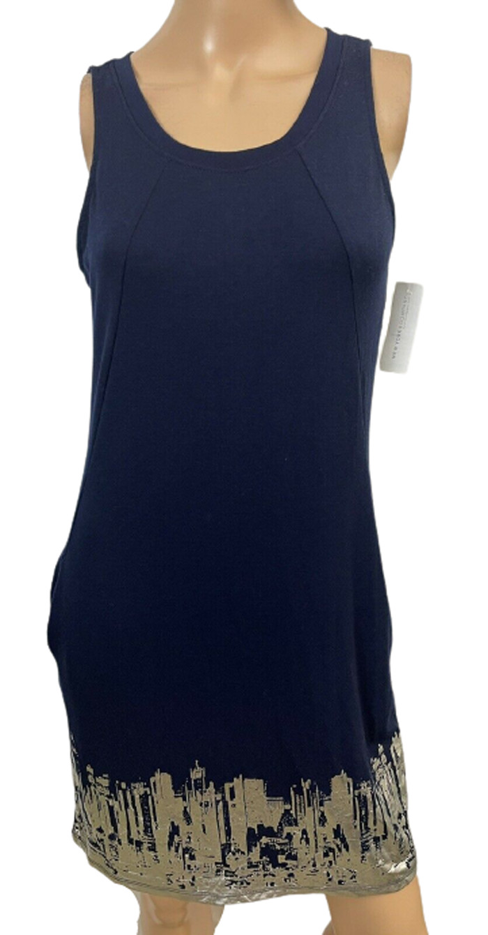 NY & Co. Women’s Foil Print Blue Shirt Dress Size XS Retail $44