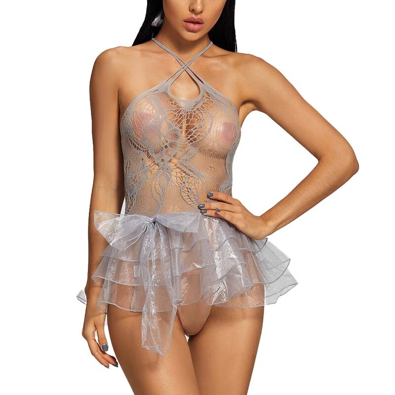 Sexy Women Babydoll Sheer See Through Bodysuit Leotard Dress Nightwear Sleepwear
