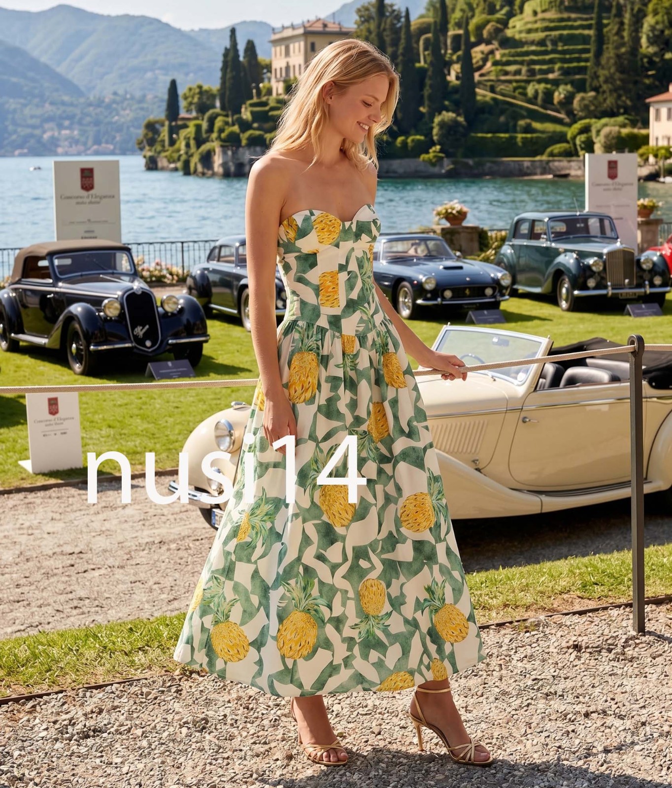 ZARA NEW WOMAN MIDI FRUIT PRINT BUSTIER POPLIN DRESS ECRU GREEN 3152/391/069