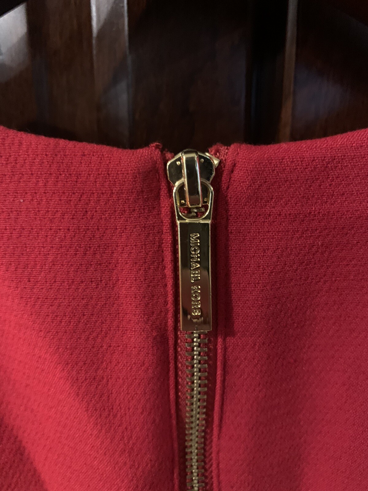 Women Designer MICHAEL KORS Red Black Gold Embellished Shoulder Cocktail Dress 4