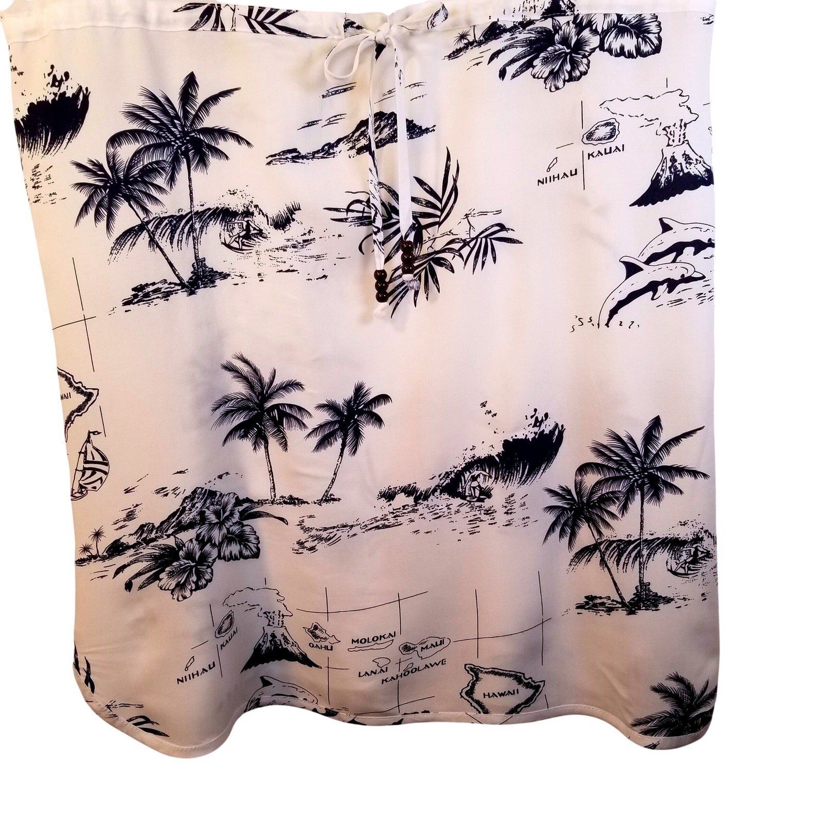 Palmwave Hawaii Islands Map V Neck Sleeveless Drawstring Dress *NO SIZE*