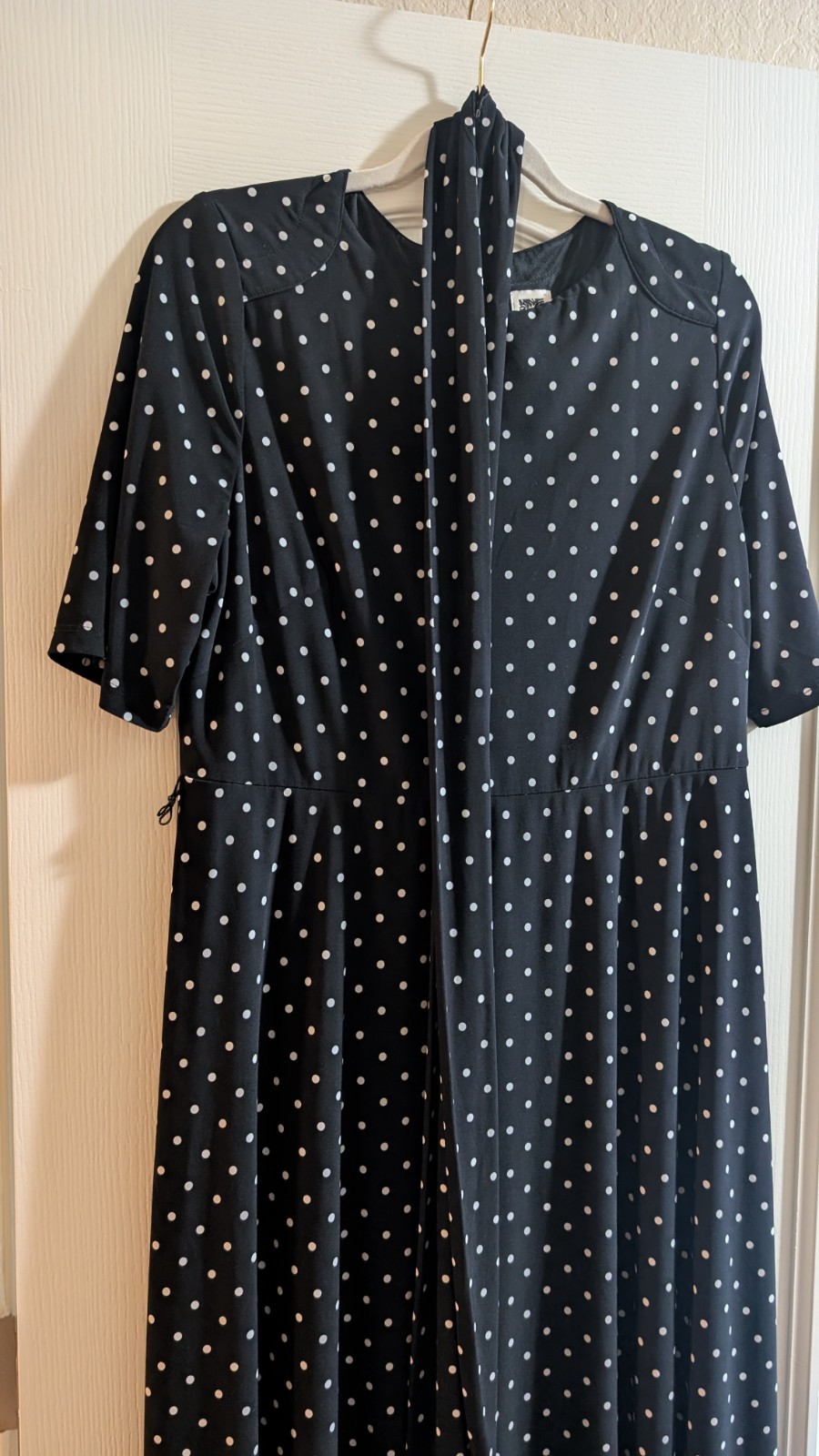 Anne Klein Vintage Black and White Polka Dot Sheath Dress SZ 14