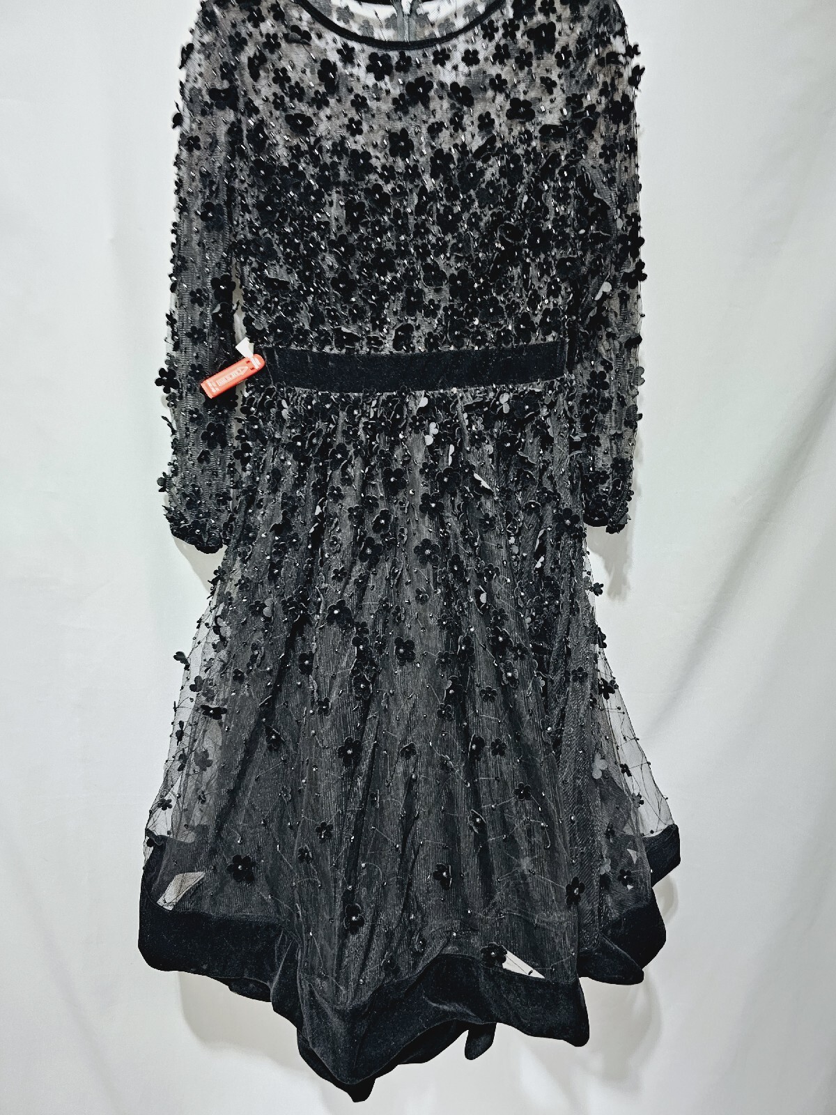 Mac Duggal Evening – 67007D Embellished Sheer Long Sleeve A-Line DressSize 8