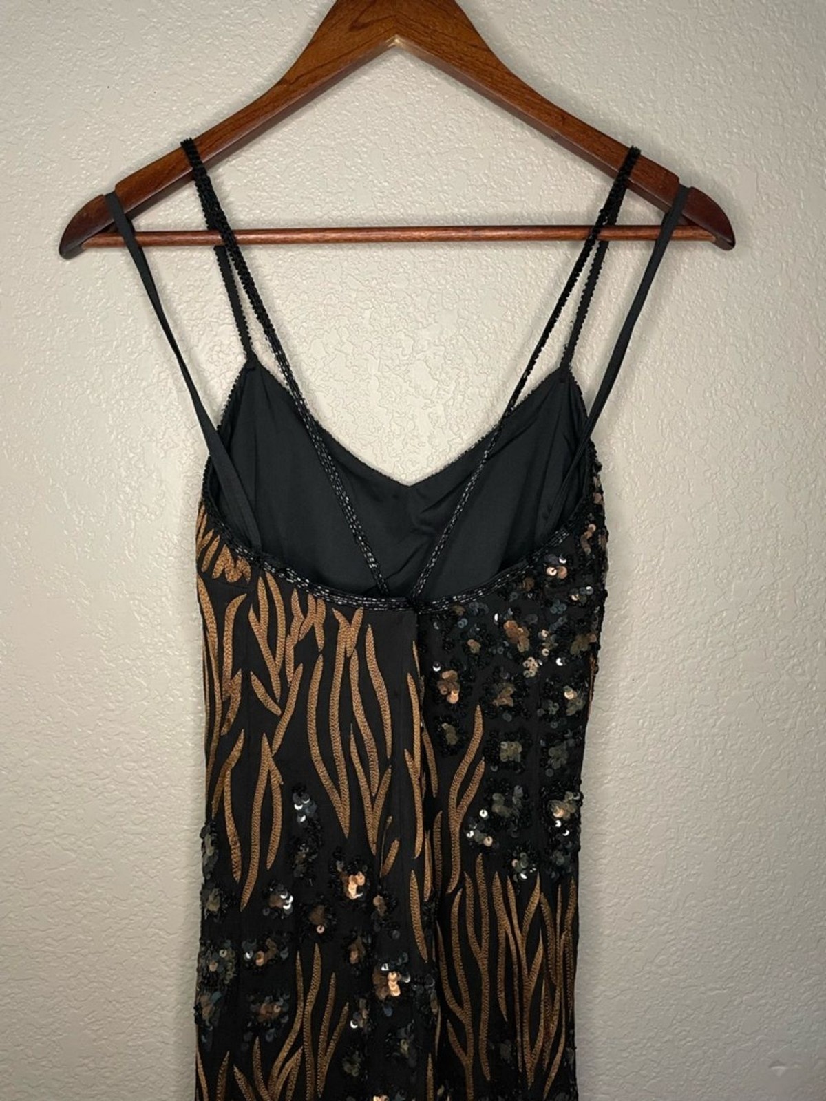 Cassandra Stone 10 Black Silk Beaded Formal Prom Fairy Dress Gown 90s Y2K 2000s