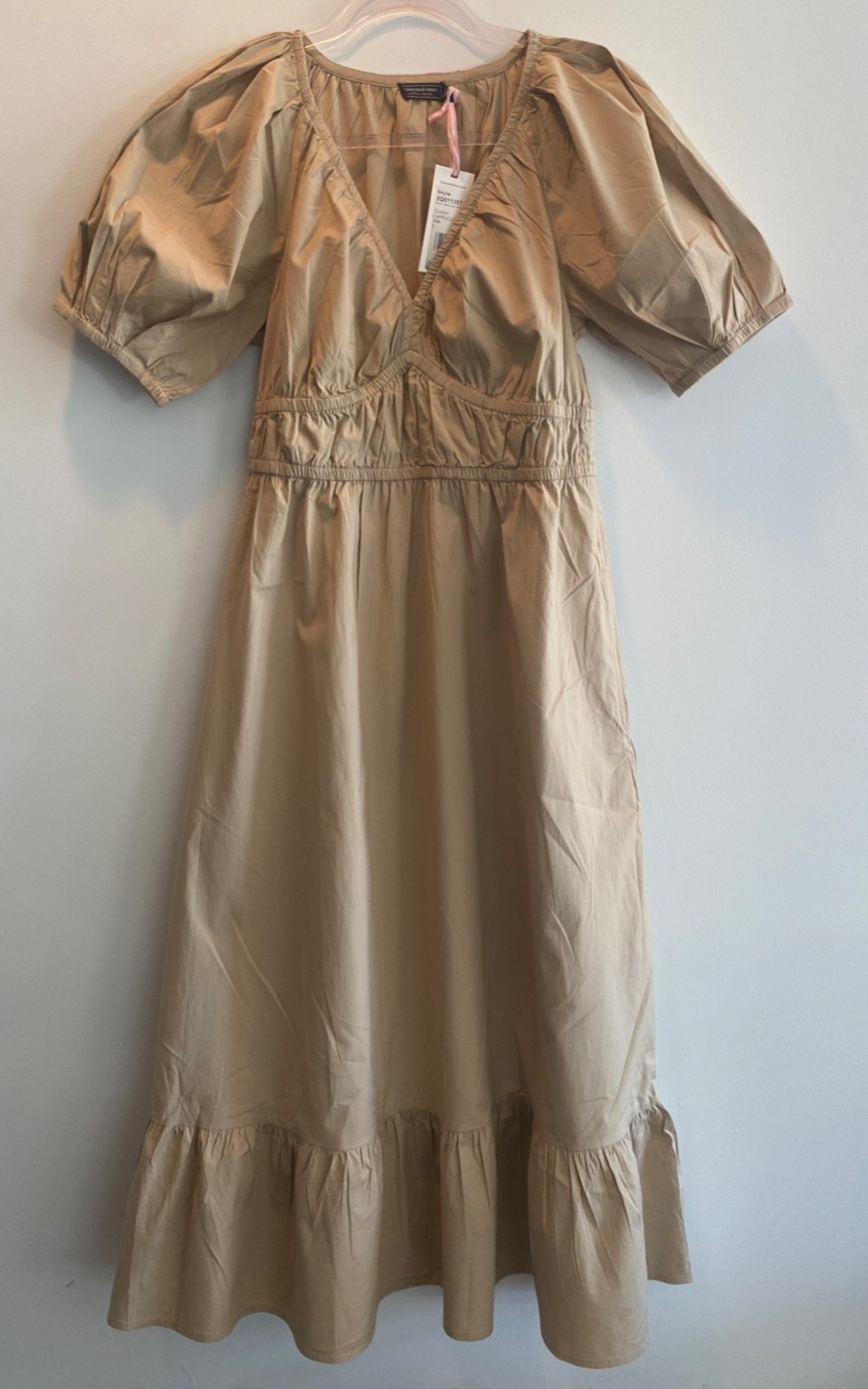 Vineyard Vines Poplin V-Neck Midi Dress Cappuccino size S NWT retail $228
