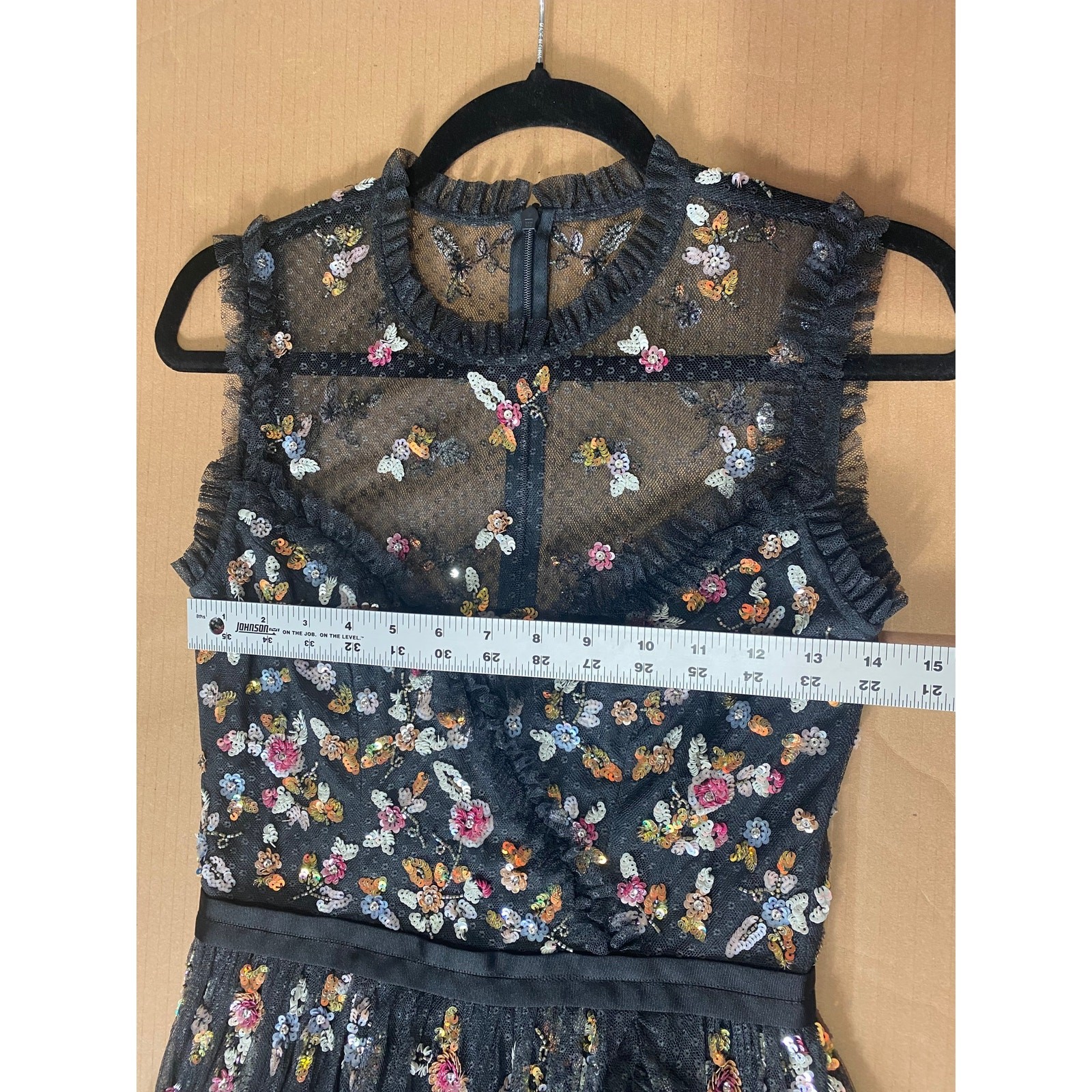 NEEDLE & THREAD DRESS 2 WEDDING GUEST MIDI SEQUIN FLORAL RUFFLE FORMAL BALLERINA