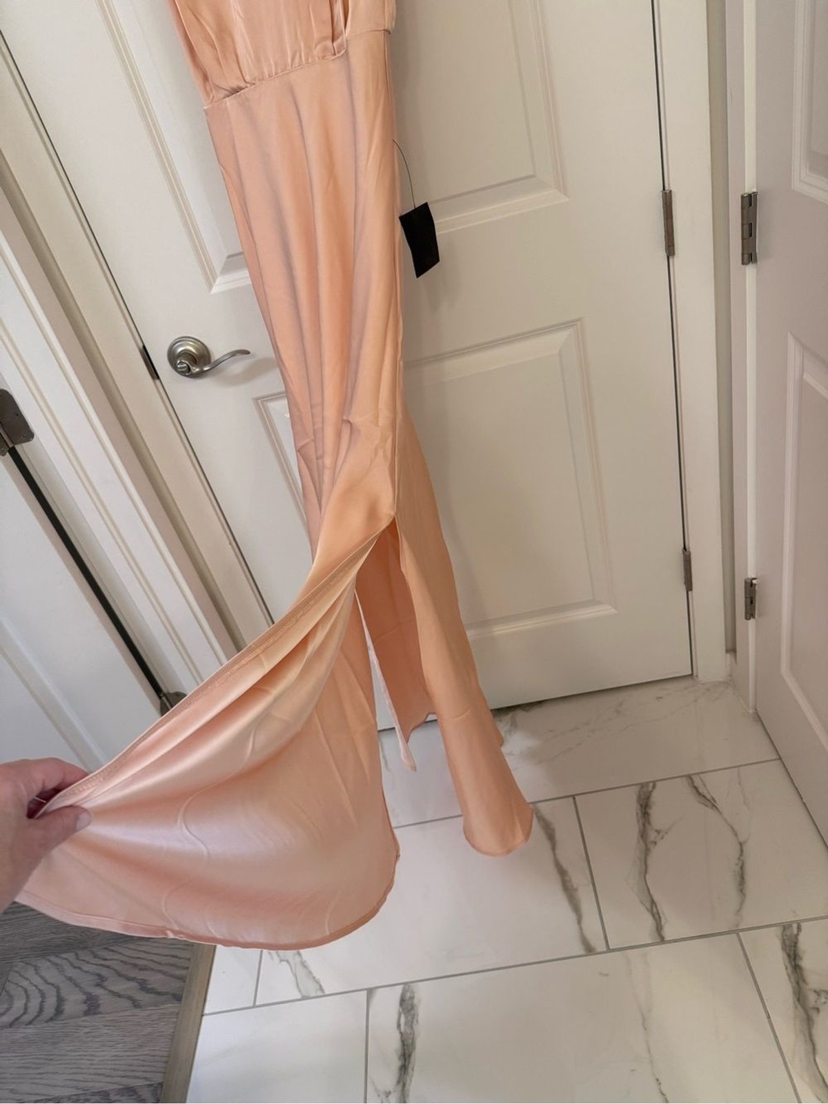 Lulus Satin Peach Maxi Dress High Neck Sleeveless Size XS NWT