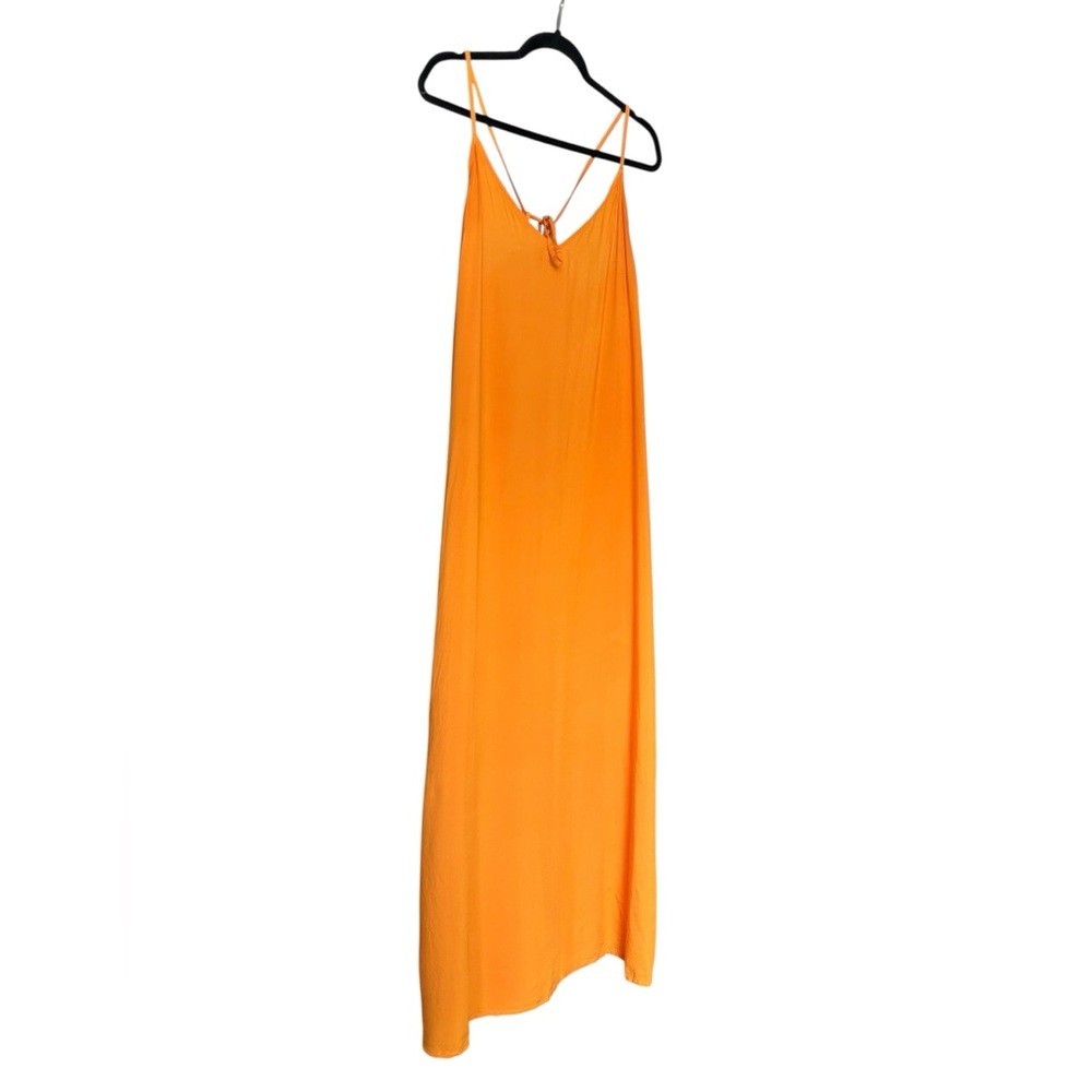 Old Navy Orange Lightweight Tie Back Side Slit Maxi Dress in Extra Large