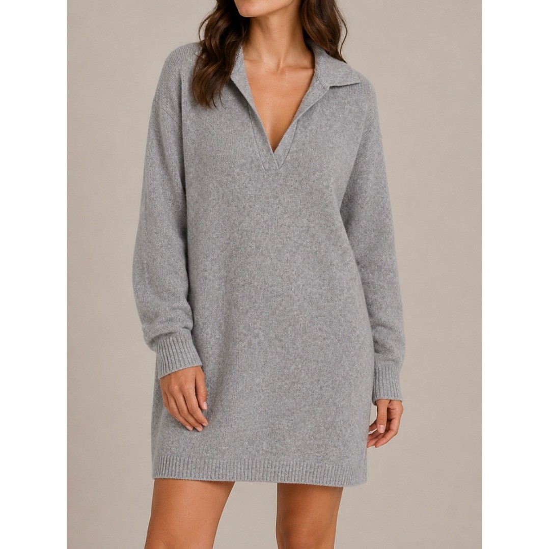 NEW Abercrombie & Fitch Heather Grey Polo Sweater Dress Wool Blend Medium Tall