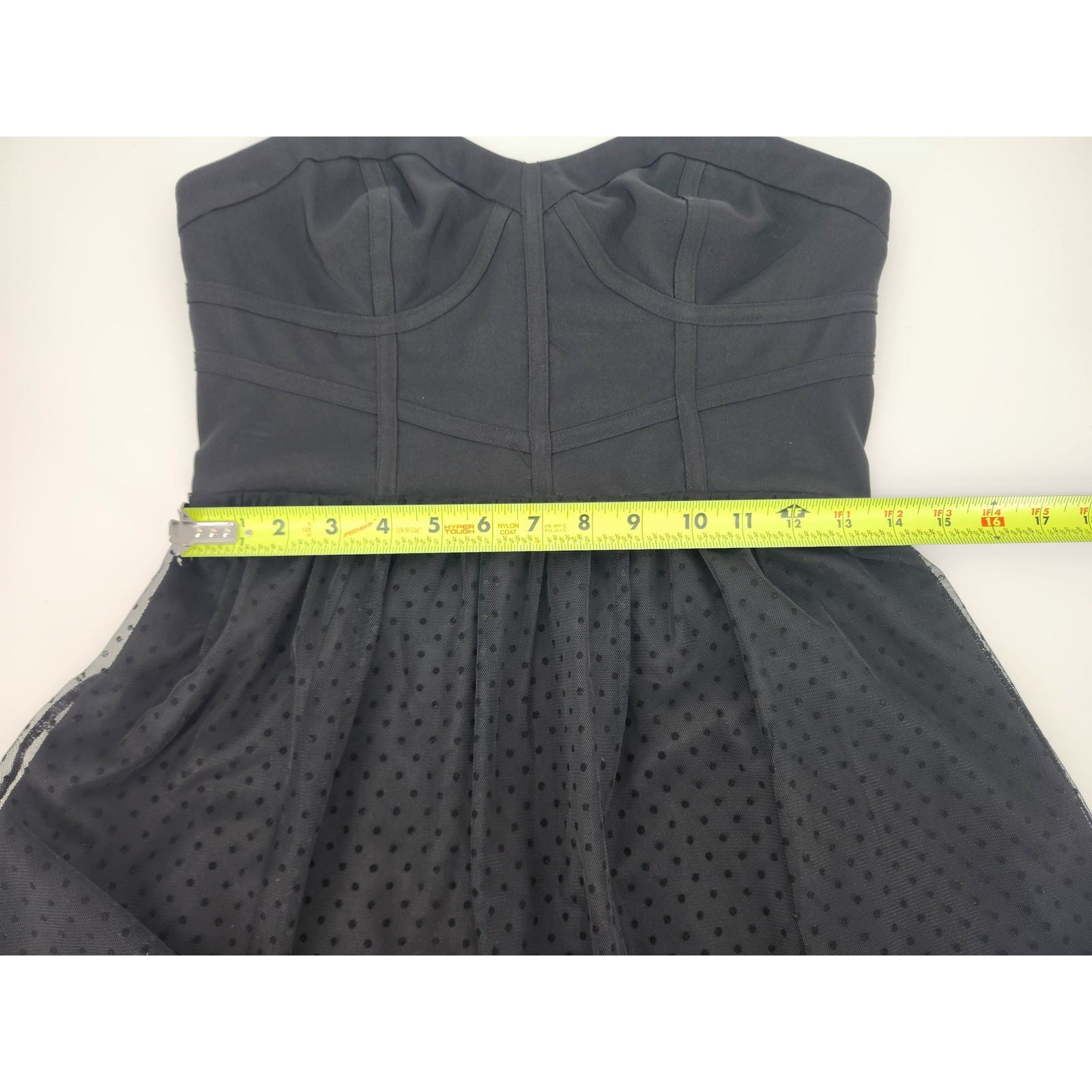 Kensie Dresses Black Strapless Polka Dot Tulle Corset Mini 80s Dress Size 6