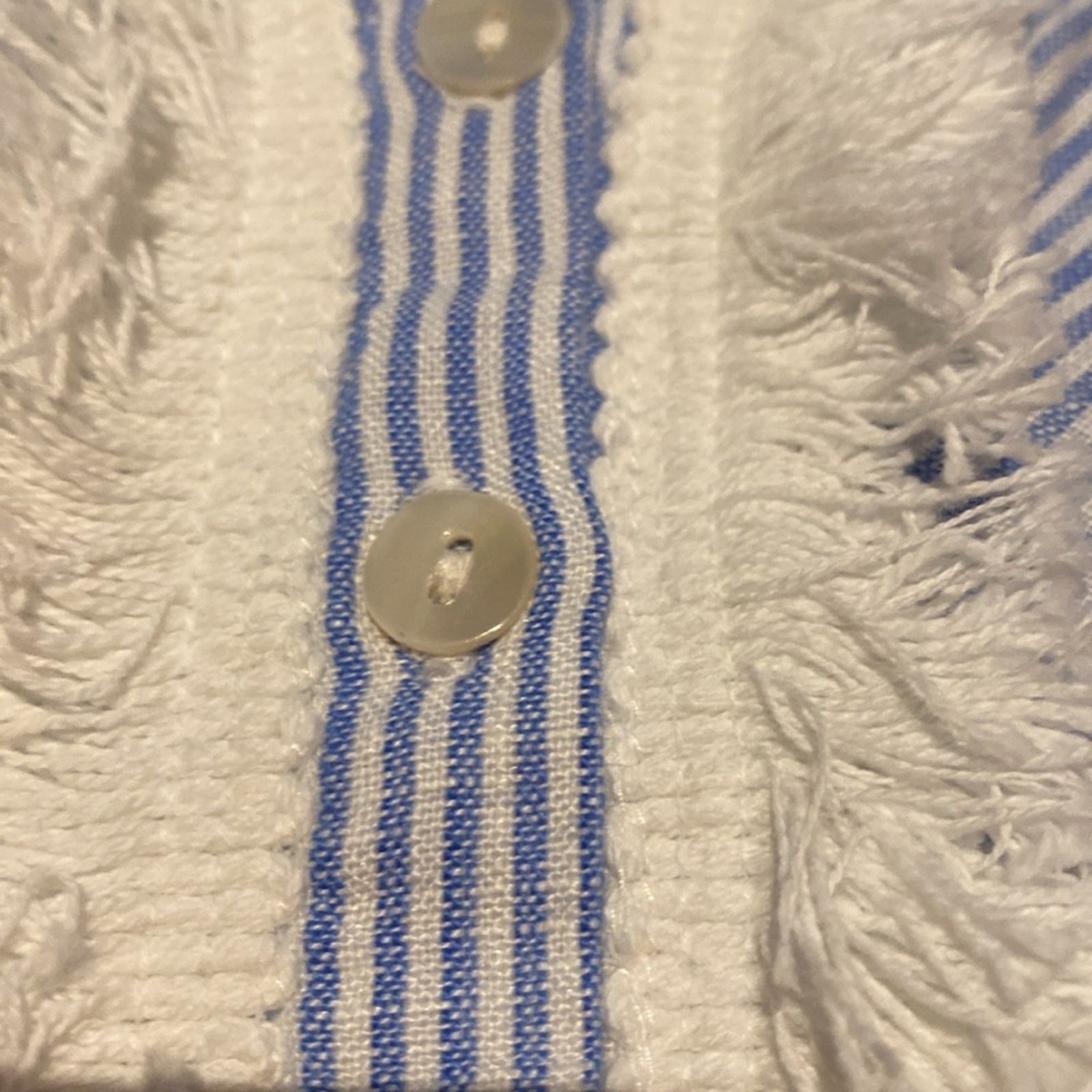 ROLLER RABBIT Blue White Jeni Stripe Asymmetrical Fringe Berenice Dress LARGE