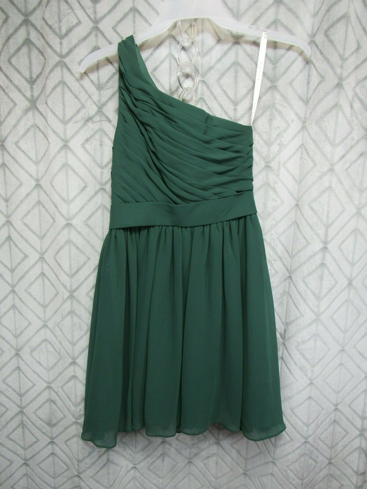 Azazie Dress Size S- M Green One Shoulder Sleeveless Side Zipper Lined Formal