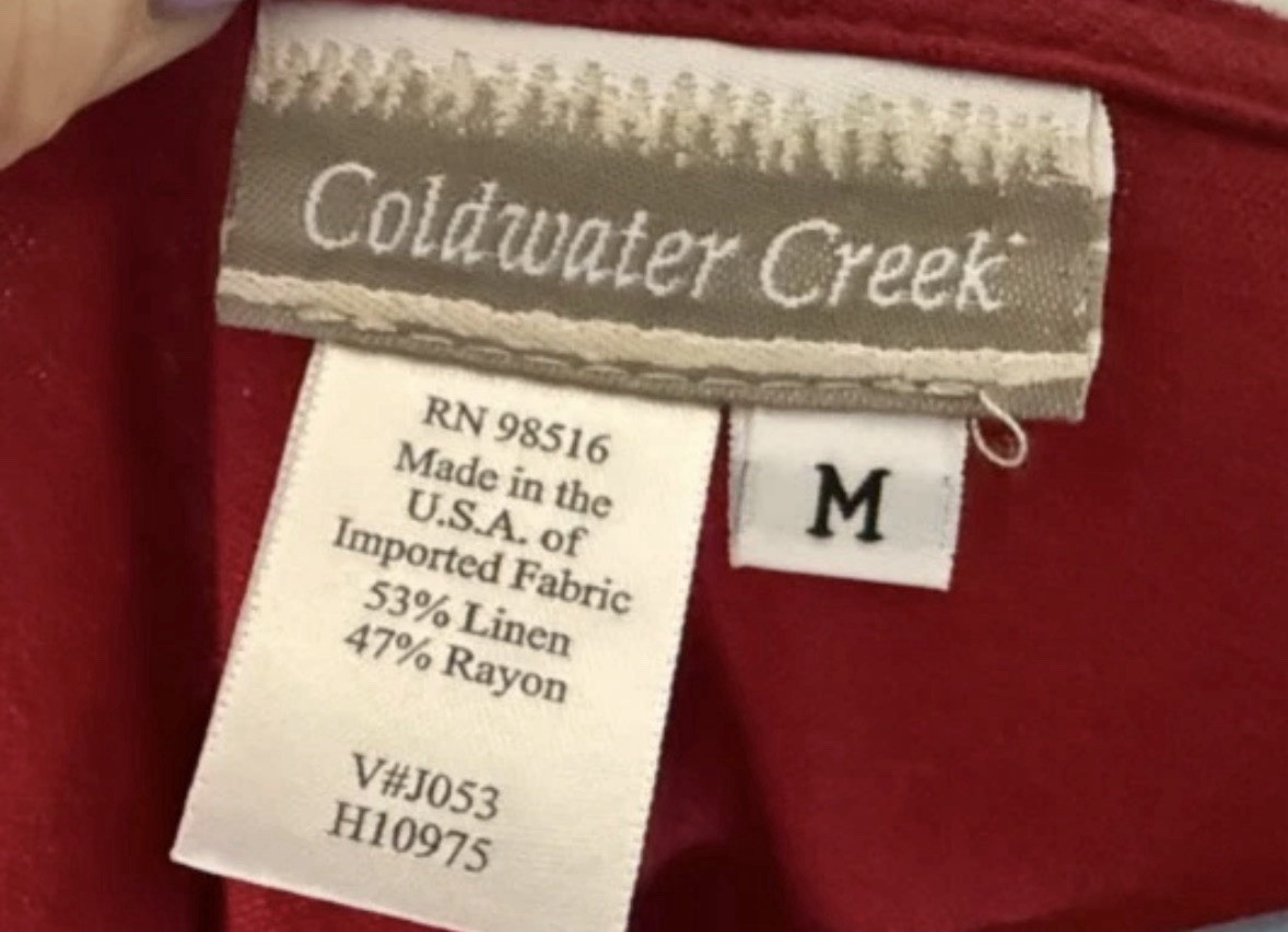Coldwater Creek Red Linen Rayon Maxi Dress M Sleeveless A Line Dress Resort Y2K