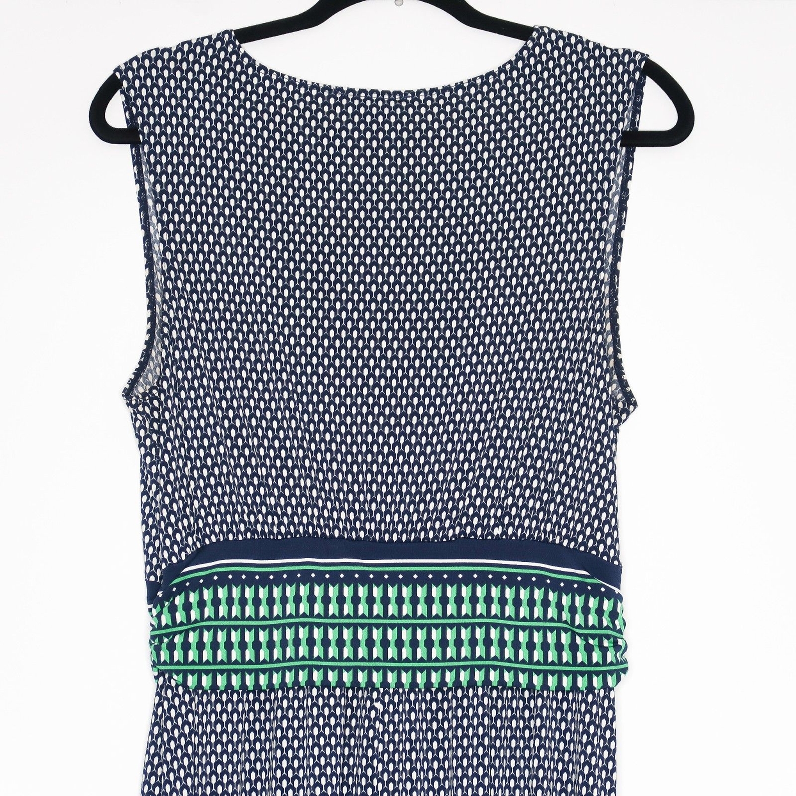 Max Edition Womens Maxi Dress Size Large Blue Green Geometric Print Sleeveless