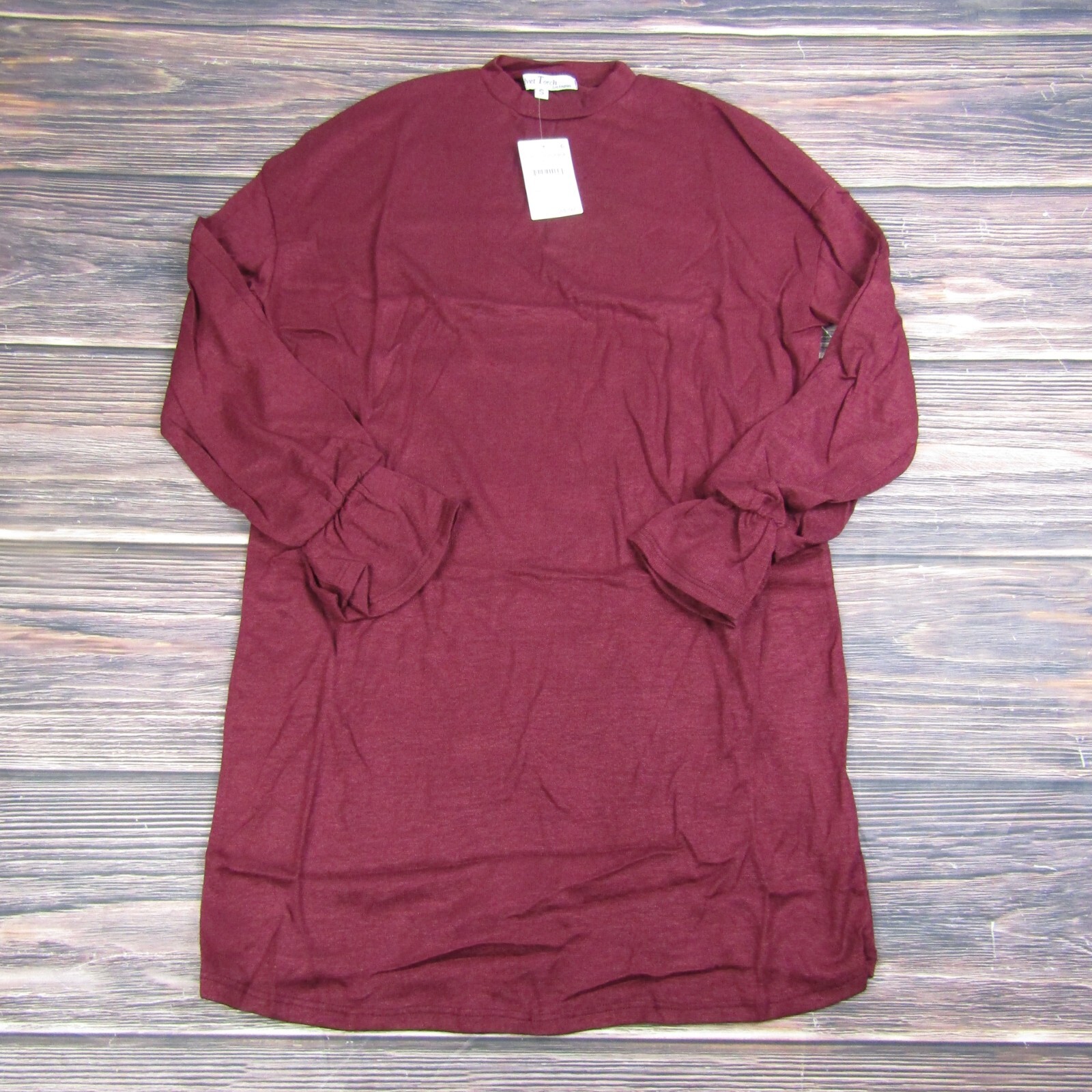 Velvet Torch NEW Womens Small Burgandy Red Long Sleeve Dress