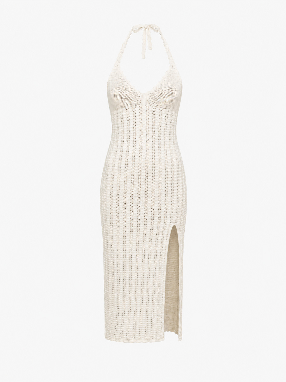Aritzia Evie Midi Dress Pointelle Cotton in Light Birch Size S