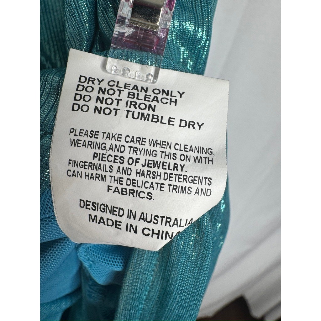 558. Elliatt Teal Cutout Metallic Maxi Dress with Front Leg Slit Size S