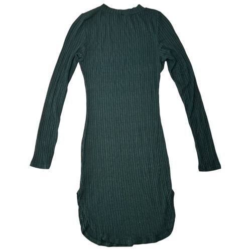 May Pink Ribbed Knit Bodycon Dress Small Dark Green Slit Hem