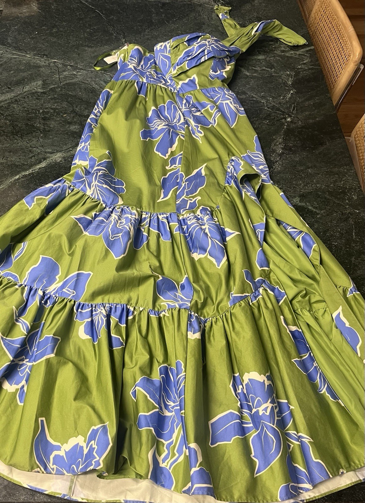 Hutch – Stretch Halter Maxi Dress Green Blue Tropical Floral Women’s Size 2 New