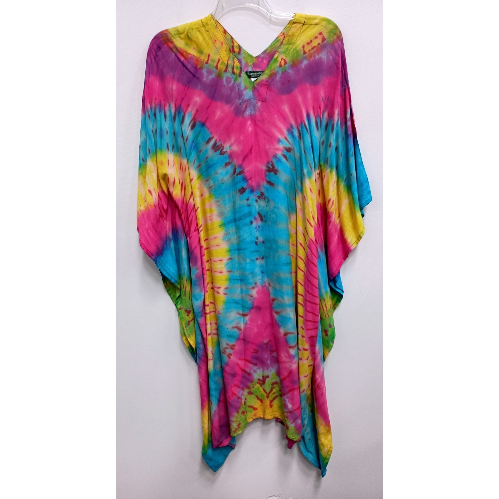 Kathmandu Imports Kaftan Dress Womens OS Multi Tie Dye Boho Festival Hippie