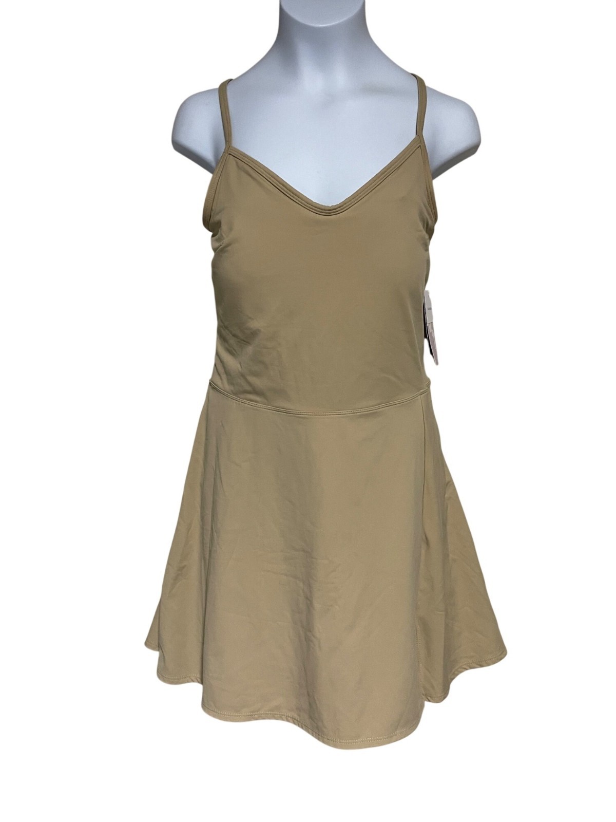 JoyLab Womens Beige Active Dress With Built-In Shelf Bra & Shorts Size S