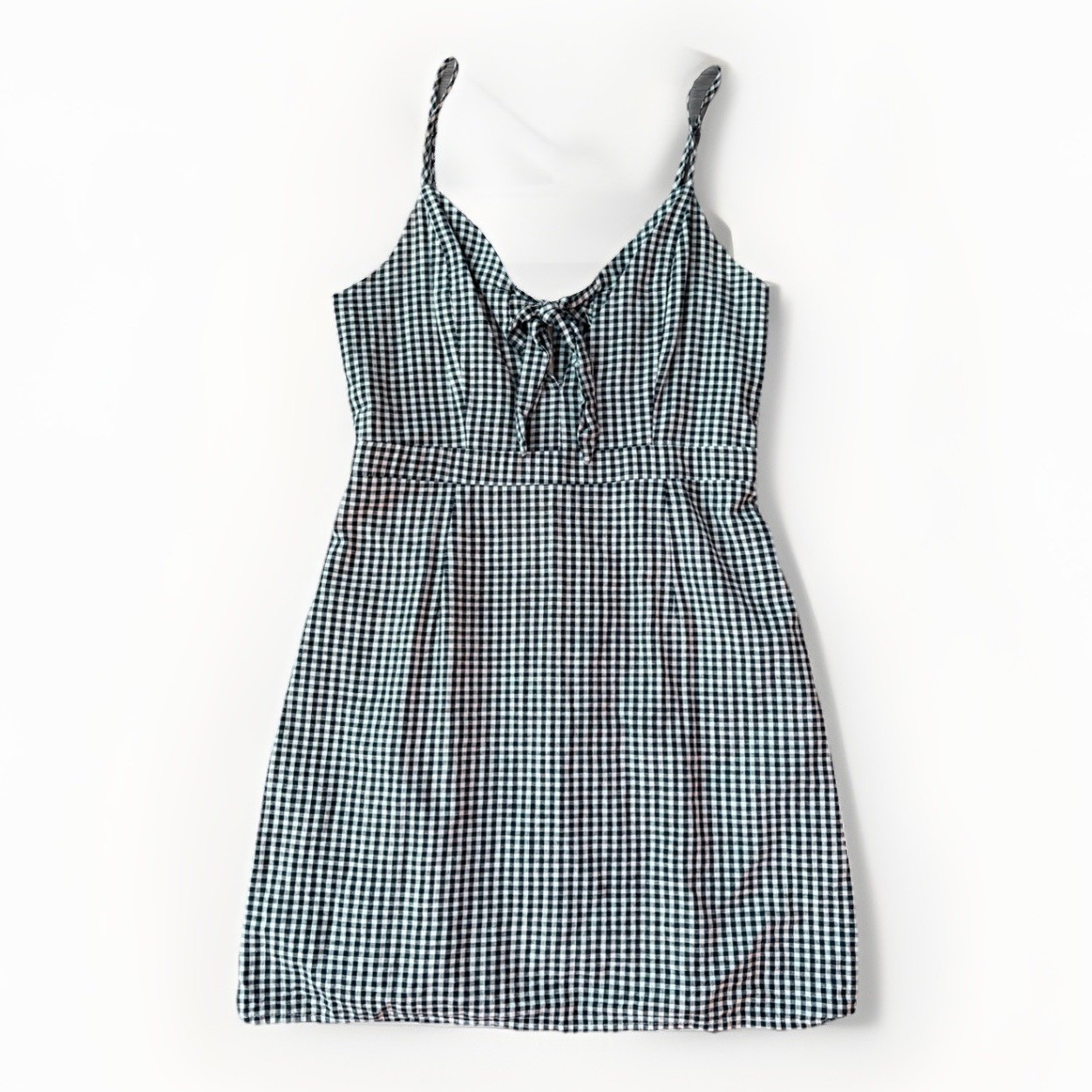 Lulus Black Check Mini Dress Size M Cotton Lined Vacay Picnic Pinup