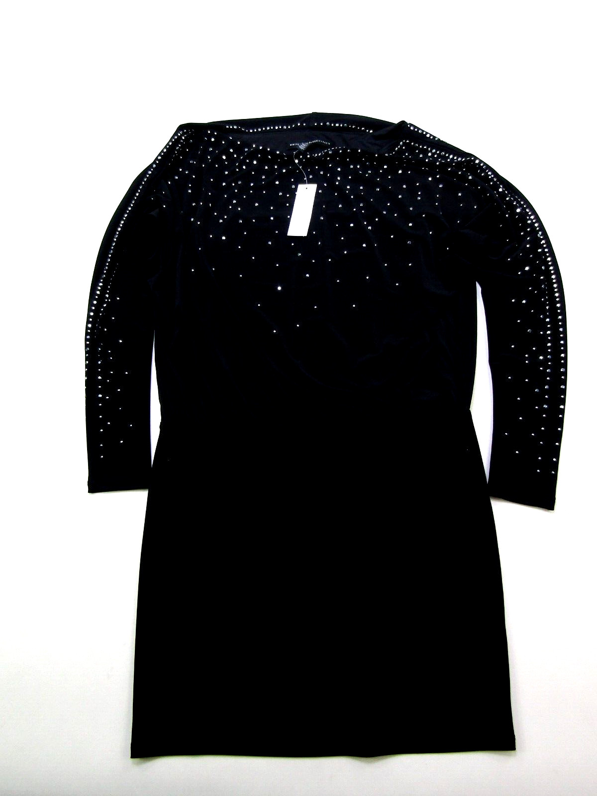 White House Black Market Blouson Dress Womens XS Black W/ Studs Eveningwear NWT