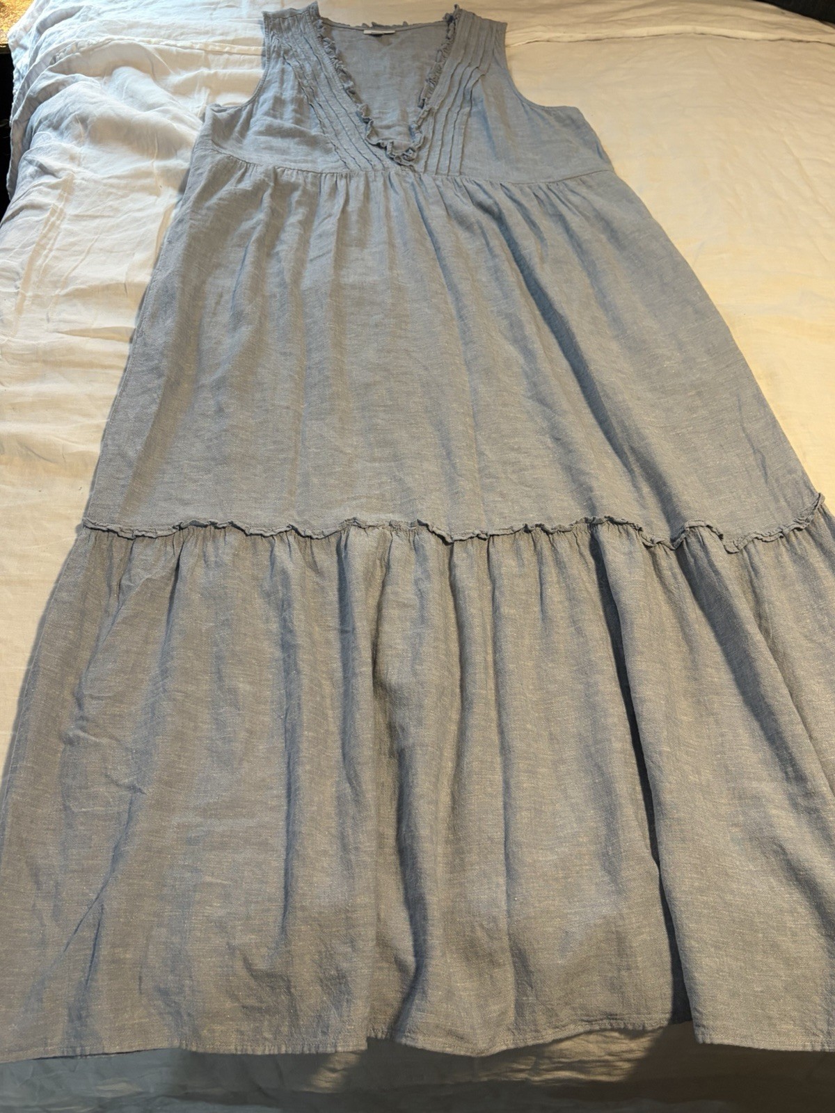 J Jill Chambray Tiered Spring Wedding Guest Dress M Coastal Graduation