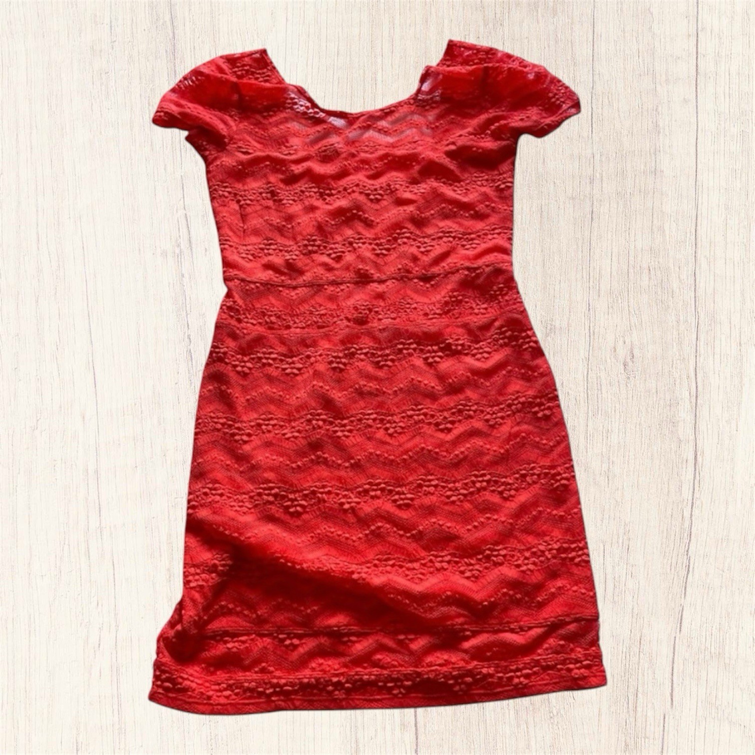 Free People Lace Coral Body Con Dress Bright Boho Women’s Size Medium