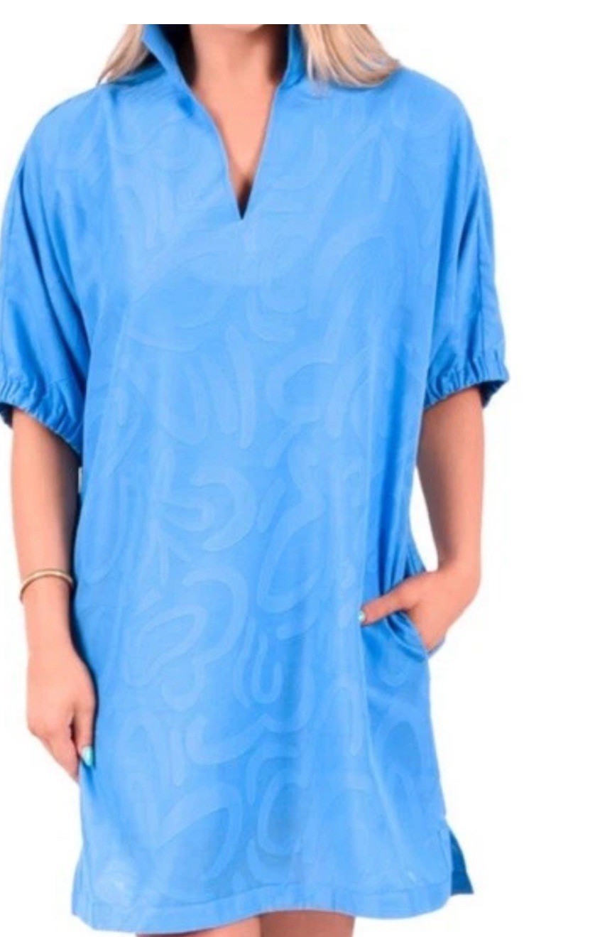 Emily McCarthy Poppy Dress – Size Small Linen Blue – Used Very Good Condition