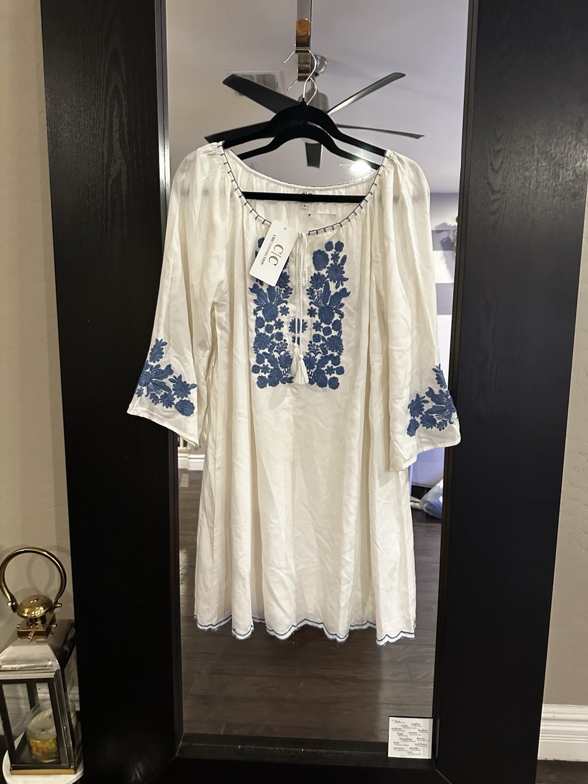 Women: White And Blue Summer Dress Top Or Beach Dress, New With Tag.