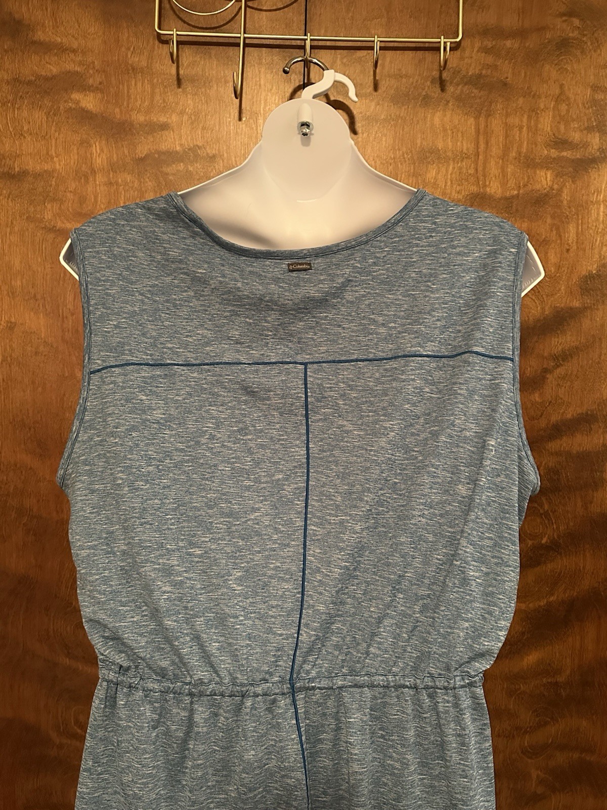 COLUMBIA Sleeveless Drawstring Waist Tank Dress Womens Plus 2X Blue Marled Knit