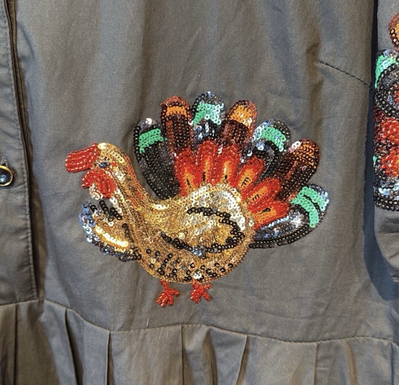 QUEEN OF SPARKLES Sequin ALLOVER TURKEYS Dress XXL