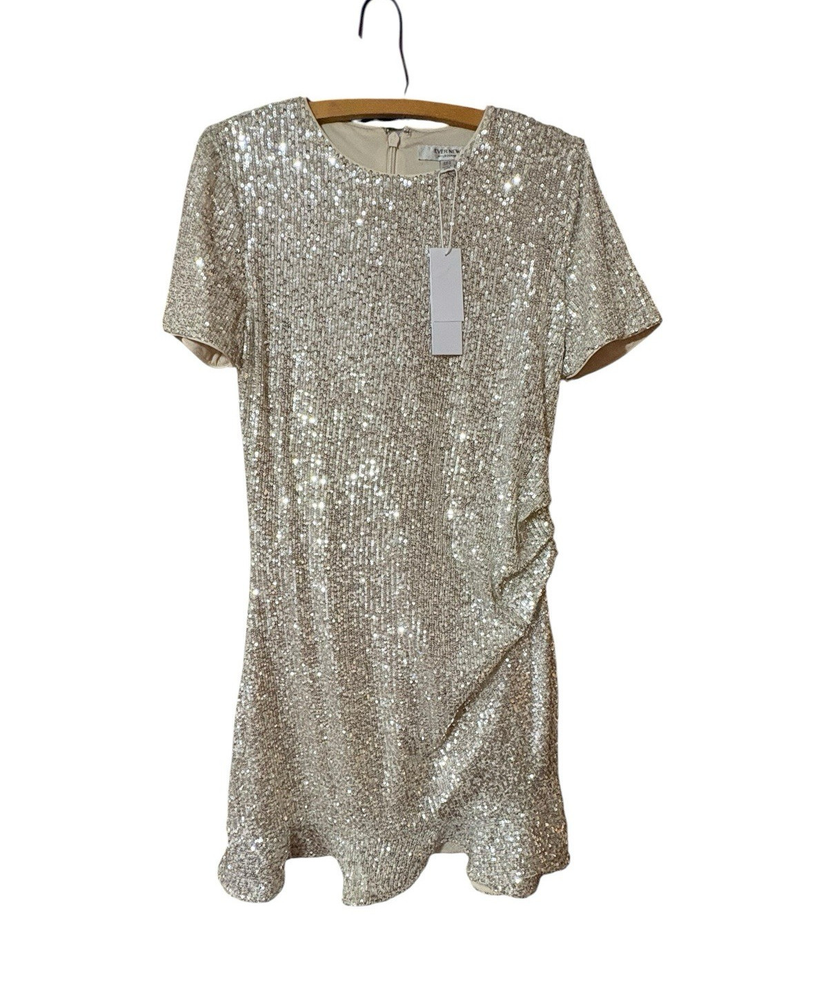 Ever New Delora Draped Sequin Mini Dress Silver NWT Size 10 Cocktail Party