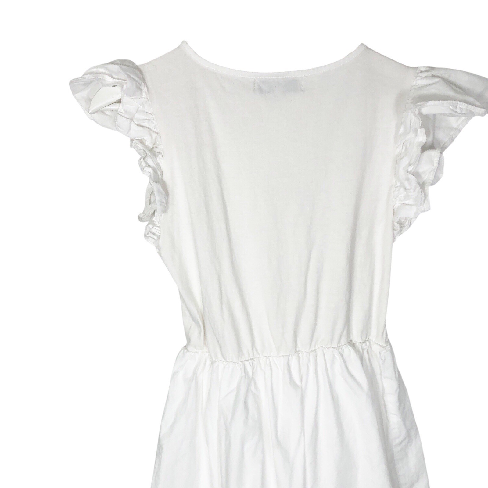 En Saison White Dress Small Ruffle Sleeve Poplin And Thin Jersey Upper Torso