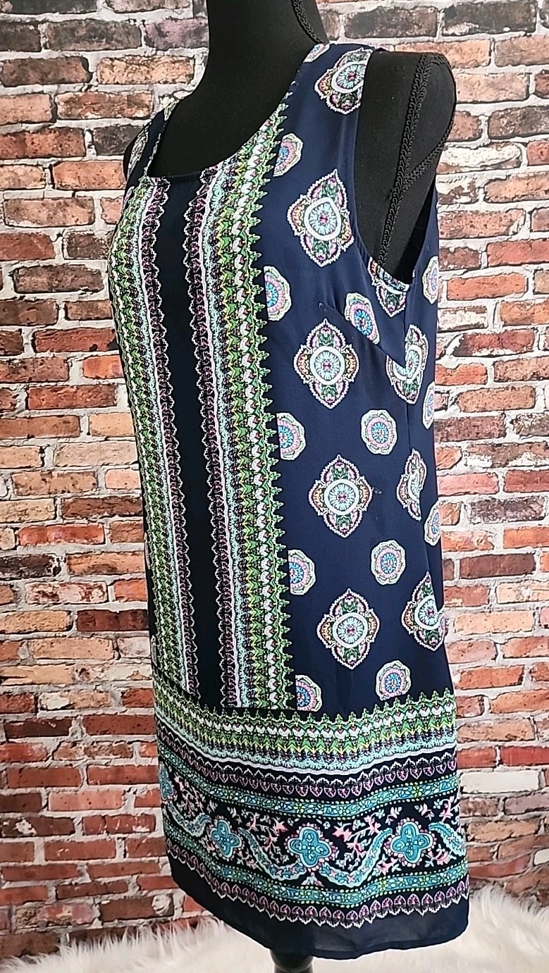 Wedding Guest Midi Dress 4 Boho Artisan NY Shift Mod Bohemian Sleeveless Retro