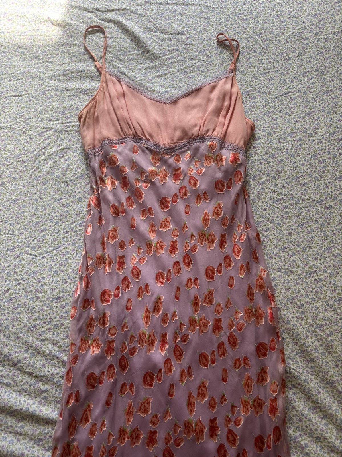 Vintage Y2K Betsey Johnson NY Spring 2000’s Floral Velvet Slip Dress